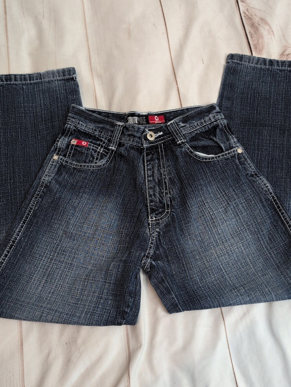 Y2K Southpole Boys Jeans Size 10 Baggy Wide Leg Dark Wash Hip Hop Skater